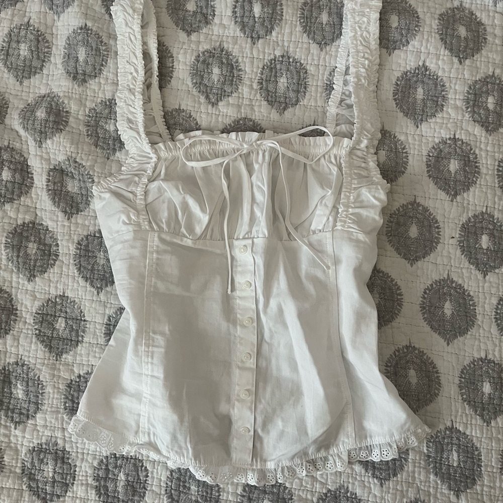 Frankie’s Bikinis x Pink Elegant White Sleeveless Top